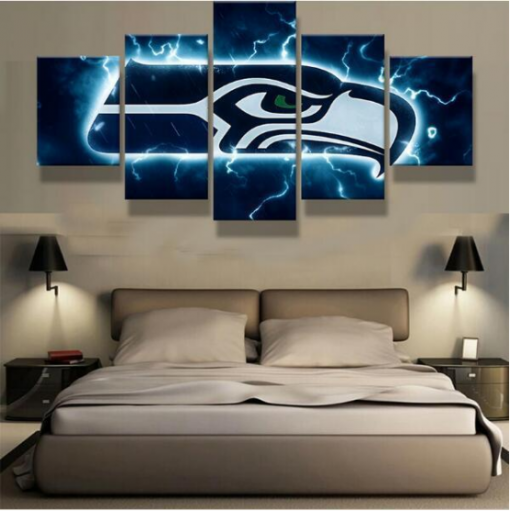22246-NF Seattle Seahawks American Football Sport - 5 Panel Canvas Art Wall Decor