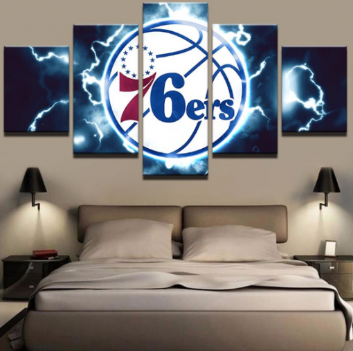 22349-NF Philadelphia 76Ers Basketball NBA Sport - 5 Panel Canvas Art Wall Decor