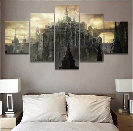 23205-NF Dark Souls III Castle Gaming - 5 Panel Canvas Art Wall Decor