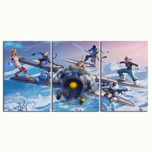 22836-NF Battle On The Aircraft Fortnite Gaming 3 Pieces - 3 Panel Canvas Art Wall Decor