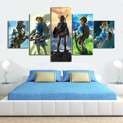 23062-NF The Legend Of Zelda Breath Of The Wild Character Poster Gaming - 5 Panel Canvas Art Wall Decor