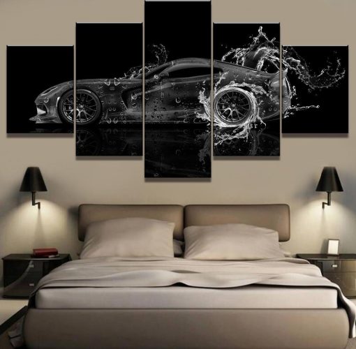 23193-NF Dodge Viper Water Car - 5 Panel Canvas Art Wall Decor