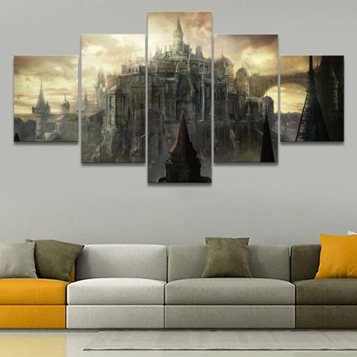 23205-NF Dark Souls III Castle Gaming - 5 Panel Canvas Art Wall Decor