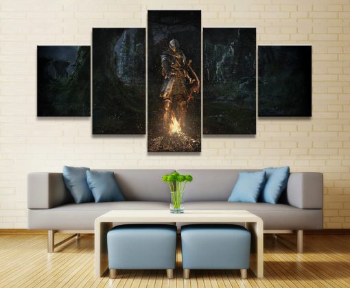 23204-NF Dark Souls Swordsman 2 Gaming - 5 Panel Canvas Art Wall Decor