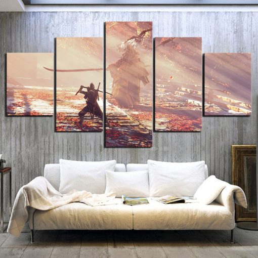 23111-NF Ninja Wolf Sekiro Shadows Die Twice Gaming - 5 Panel Canvas Art Wall Decor