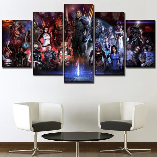 22827-NF Mass Effect Characters Poster 1 Gaming - 5 Panel Canvas Art Wall Decor
