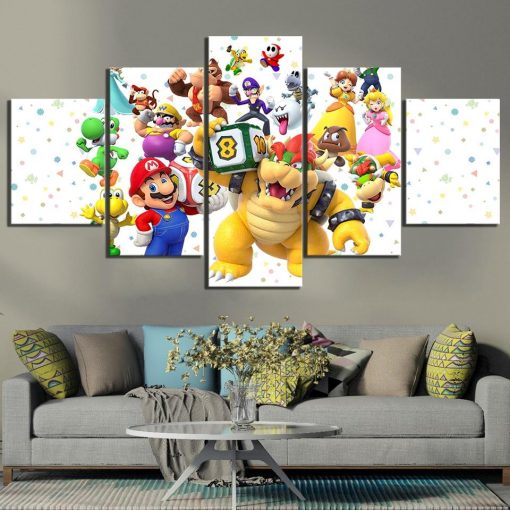 22847-NF Super Mario Characters Game - 5 Panel Canvas Art Wall Decor