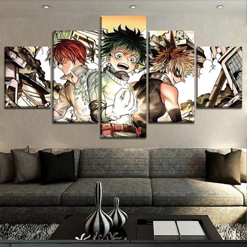 22851-NF My Hero Academia Midoriya Izuku Todoroki Shoto Bakugo Katsuki 1 Anime - 5 Panel Canvas Art Wall Decor