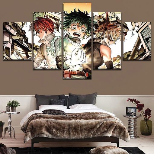 22851-NF My Hero Academia Midoriya Izuku Todoroki Shoto Bakugo Katsuki 1 Anime - 5 Panel Canvas Art Wall Decor