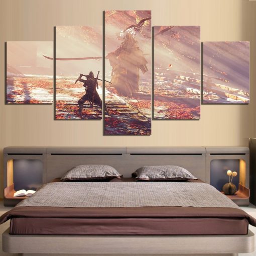 23111-NF Ninja Wolf Sekiro Shadows Die Twice Gaming - 5 Panel Canvas Art Wall Decor