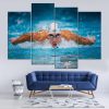 23172-NF Swimming Michael Phelps Sport 4 Pieces - 4 Panel Canvas Art Wall Decor