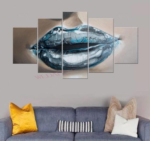 23211-NF Sexy Abstract Lips Beauty - 5 Panel Canvas Art Wall Decor