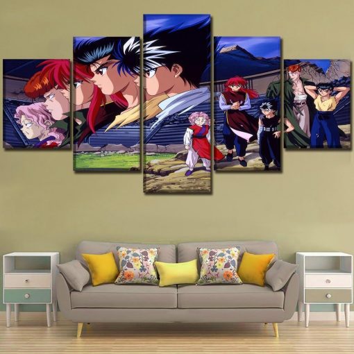 22656-NF Yu Yu Hakusho Anime - 5 Panel Canvas Art Wall Decor