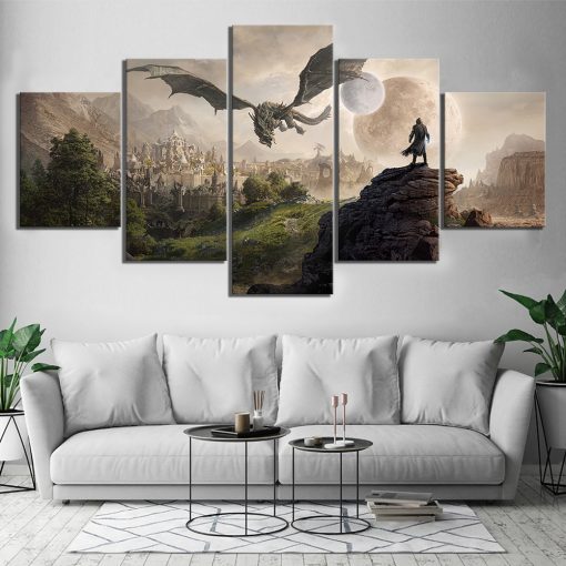 23063-NF The Elder Scrolls V Skyrim 18 Gaming - 5 Panel Canvas Art Wall Decor