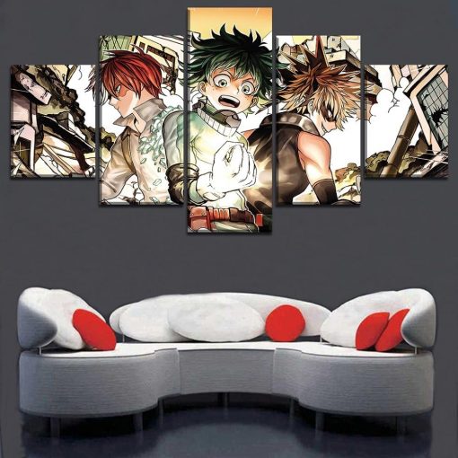 22851-NF My Hero Academia Midoriya Izuku Todoroki Shoto Bakugo Katsuki 1 Anime - 5 Panel Canvas Art Wall Decor