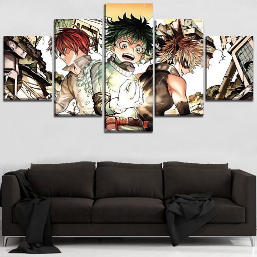 22851-NF My Hero Academia Midoriya Izuku Todoroki Shoto Bakugo Katsuki 1 Anime - 5 Panel Canvas Art Wall Decor