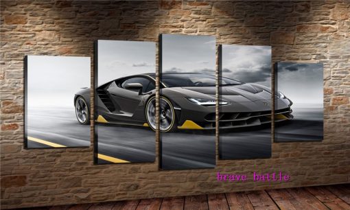 22838-NF Lamborghini Centenario Black Car - 5 Panel Canvas Art Wall Decor