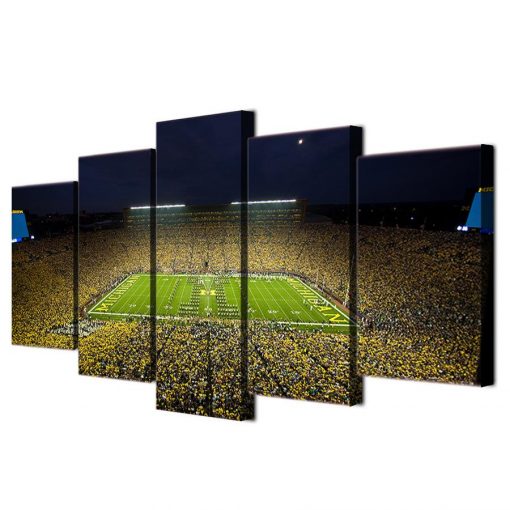 23150-NF Michigan Wolverines Big House Football Sport - 5 Panel Canvas Art Wall Decor