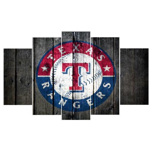 23146-NF Texas Rangers Barnwood Sport - 5 Panel Canvas Art Wall Decor