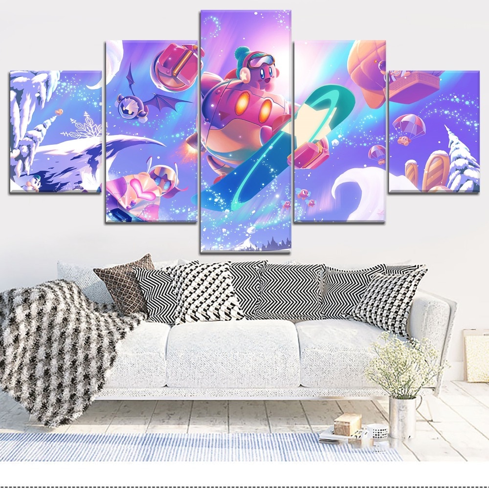 Kirby Planet Robobot Gaming – 5 Panel Canvas Art Wall Decor – Canvas Storm