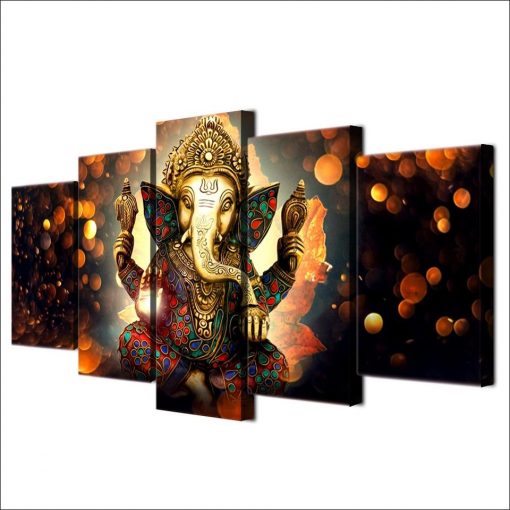 22829-NF Lord Ganesha Vinayaka Ganapati Statue Religion - 5 Panel Canvas Art Wall Decor