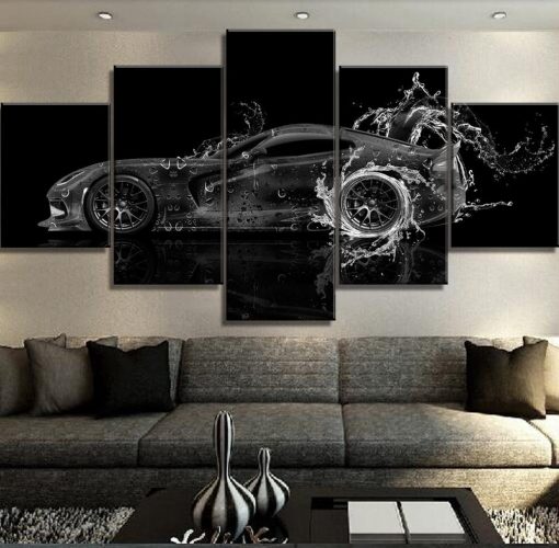 23193-NF Dodge Viper Water Car - 5 Panel Canvas Art Wall Decor