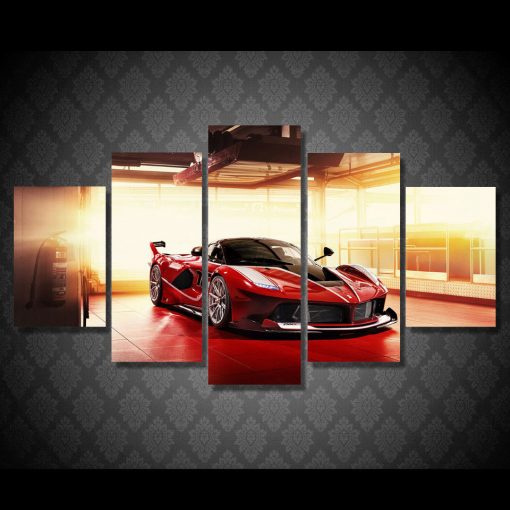 22839-NF Ferrari Red Luxury Sports Car - 5 Panel Canvas Art Wall Decor