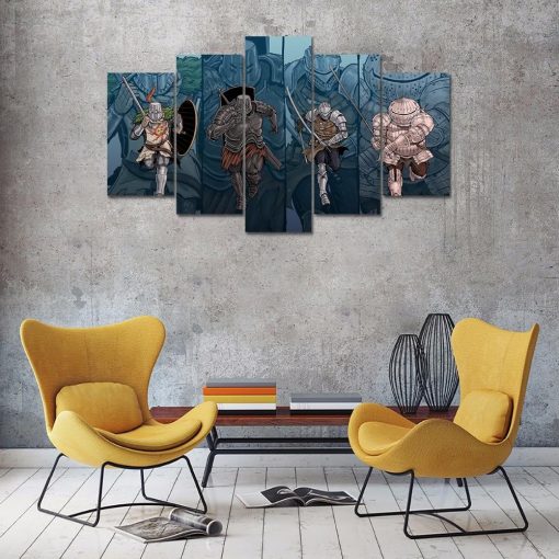 22844-NF Dark Souls Characters Gaming - 5 Panel Canvas Art Wall Decor