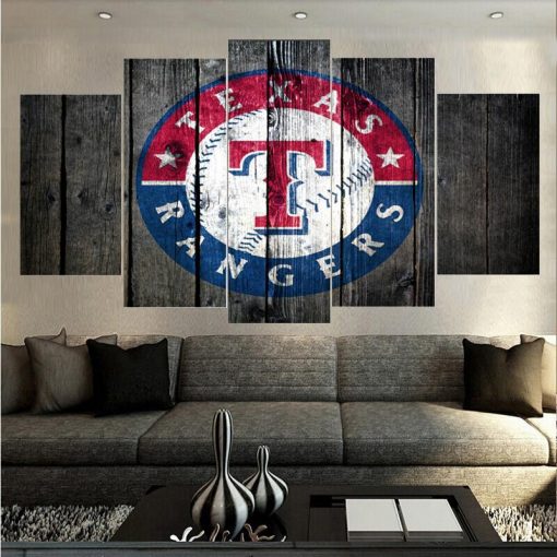 23146-NF Texas Rangers Barnwood Sport - 5 Panel Canvas Art Wall Decor