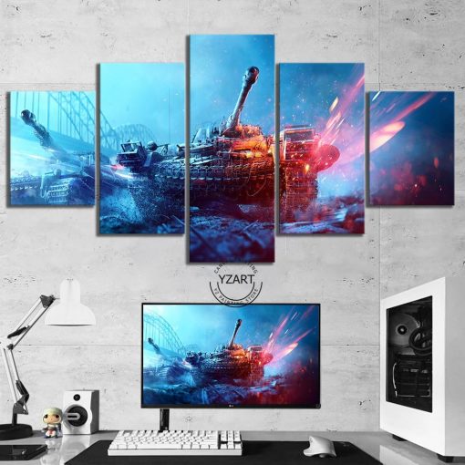 23198-NF Battlefield 5 Tanks Gaming - 5 Panel Canvas Art Wall Decor