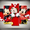 22430-NF Mickey Mouse Mickey Giving Flowers To Minnie Cartoon - 5 Panel Canvas Art Wall Decor