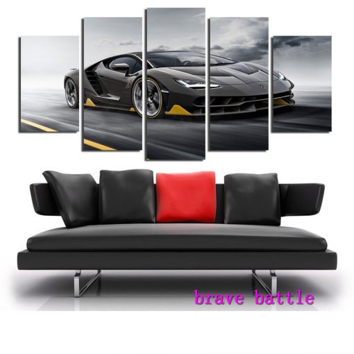 22838-NF Lamborghini Centenario Black Car - 5 Panel Canvas Art Wall Decor