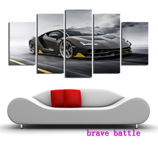 22838-NF Lamborghini Centenario Black Car - 5 Panel Canvas Art Wall Decor