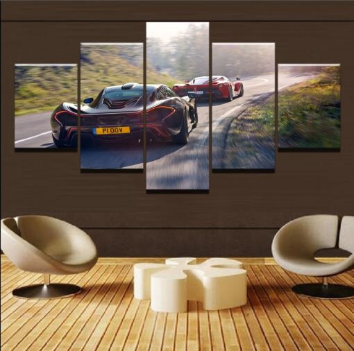 23200-NF McLaren P1 Black And Red Sports Car - 5 Panel Canvas Art Wall Decor