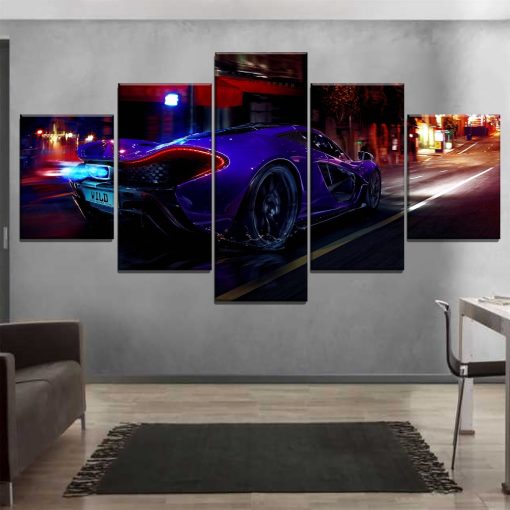 23197-NF McLaren P1 At Night Sports Car - 5 Panel Canvas Art Wall Decor