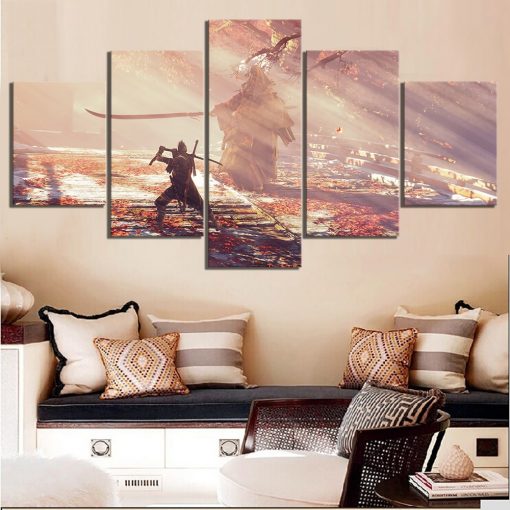 23111-NF Ninja Wolf Sekiro Shadows Die Twice Gaming - 5 Panel Canvas Art Wall Decor