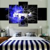 22840-NF Bugatti Veyron Blue Fire And Water Car - 5 Panel Canvas Art Wall Decor