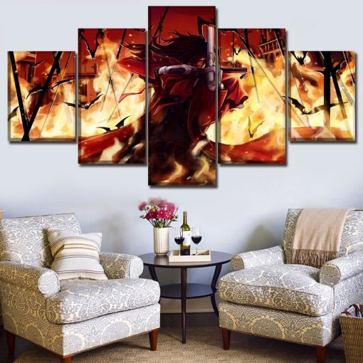 23112-NF Alucard Dark Hellsing Anime - 5 Panel Canvas Art Wall Decor