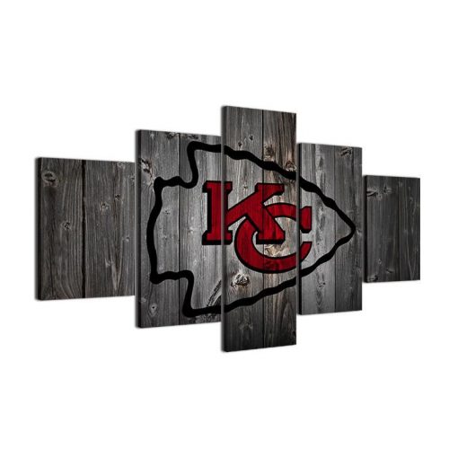 22539-NF Kansas City Chiefs Football Logo Sport - 5 Panel Canvas Art Wall Decor