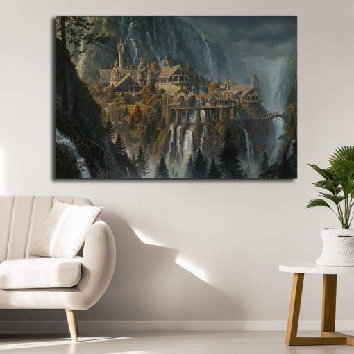 22528-NF Lord Of The Rings Lotr Rivendell Poster Movie 1 Piece - 1 Panel Canvas Art Wall Decor