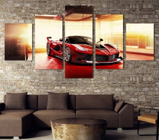 22839-NF Ferrari Red Luxury Sports Car - 5 Panel Canvas Art Wall Decor