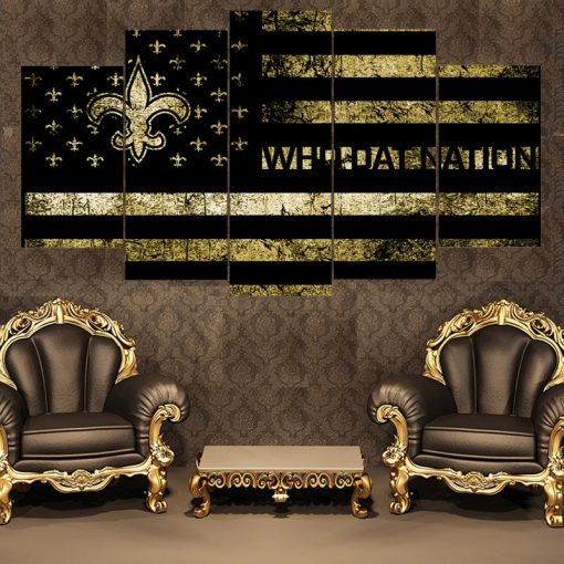 22327-NF New Orleans Saints Football American Flag Sport - 5 Panel Canvas Art Wall Decor