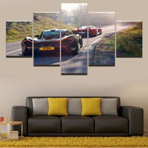 23200-NF McLaren P1 Black And Red Sports Car - 5 Panel Canvas Art Wall Decor