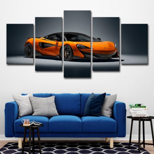 23188-NF Lamborghini Orange Super Car - 5 Panel Canvas Art Wall Decor