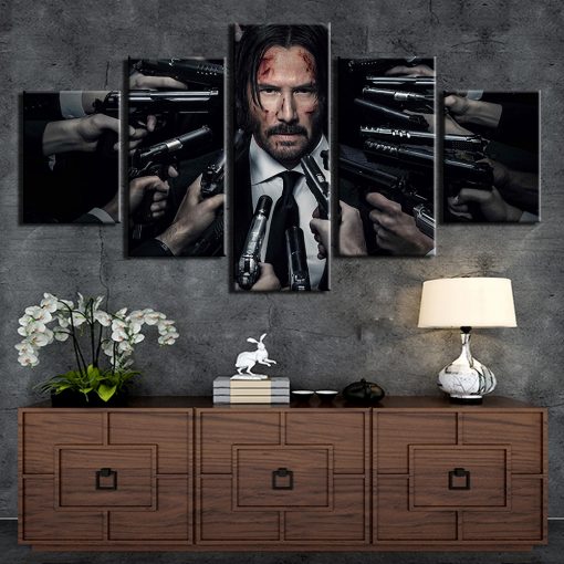 23074-NF John Wick Painting Poster Movie - 5 Panel Canvas Art Wall Decor