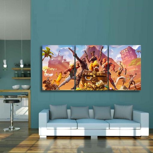 22835-NF Let’s Fight Fortnite Gaming 3 Pieces - 3 Panel Canvas Art Wall Decor