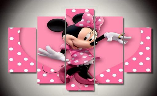 22657-NF Mickey Mouse Dancing Minnie Cartoon - 5 Panel Canvas Art Wall Decor