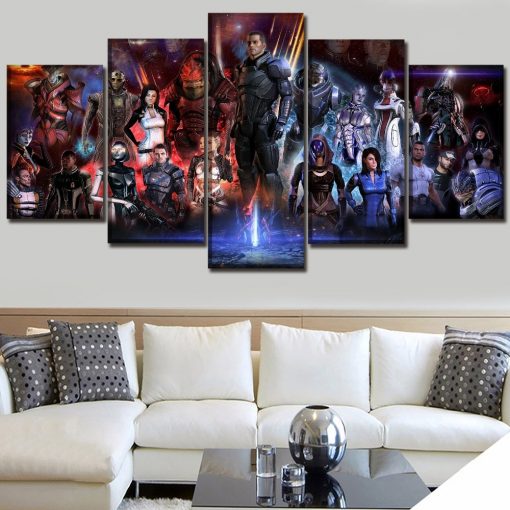 22827-NF Mass Effect Characters Poster 1 Gaming - 5 Panel Canvas Art Wall Decor