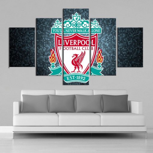 23072-NF Liverpool Football Club Logo Poster Sport - 5 Panel Canvas Art Wall Decor