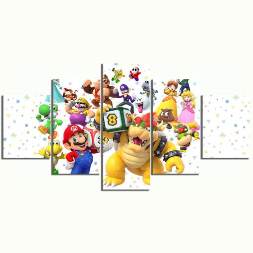 22847-NF Super Mario Characters Game - 5 Panel Canvas Art Wall Decor